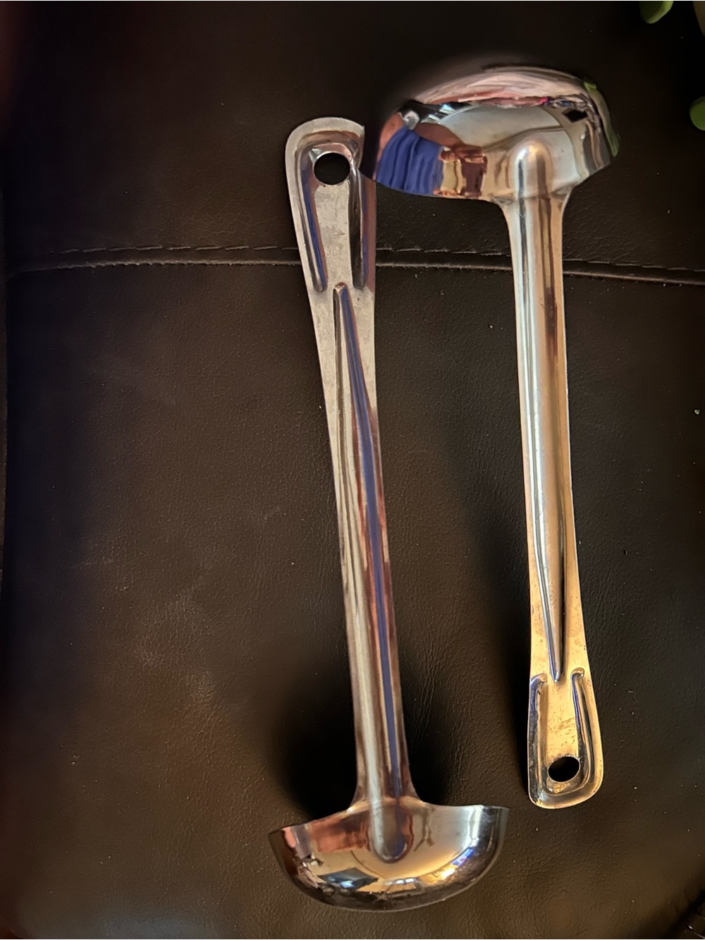 Set of 2 Vintage Stainless Steel Soup Ladles 9.5" Handle Made in India